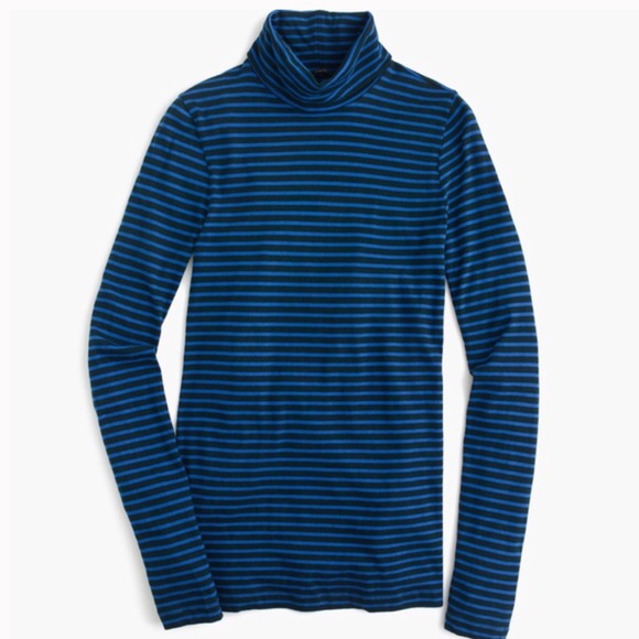 J. Crew Tops - J Crew Tissue Turtleneck Blue and Black Stripe
